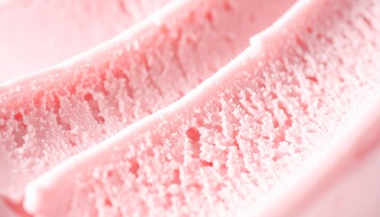 Fototapeta premium Pink Whipped Cream Swirl Macro — Extreme macro closeup of soft pink whipped cream with delicate air bubbles and flowing swirl peaks, a dreamy feminine summer dessert texture.