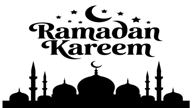 Ramadan kareem greeting with mosque silhouette