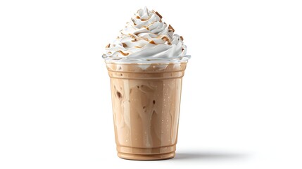 Iced Coffee Drink with Whipped Cream and Drizzle.