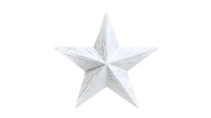 Obraz premium A single white five-pointed star ornament isolated on a white background.