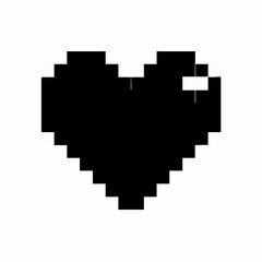 Fototapeta premium Pixelated Black Heart Shape Icon Graphic.