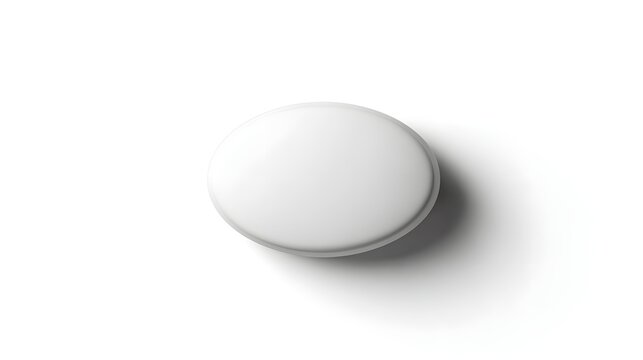 A Single White Round Pill Isolated on a White Background.
