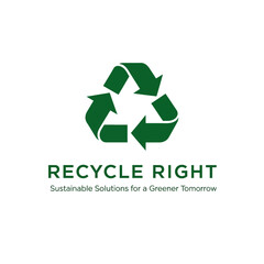 Fototapeta premium Recycle Right Green Recycling Symbol Logo.