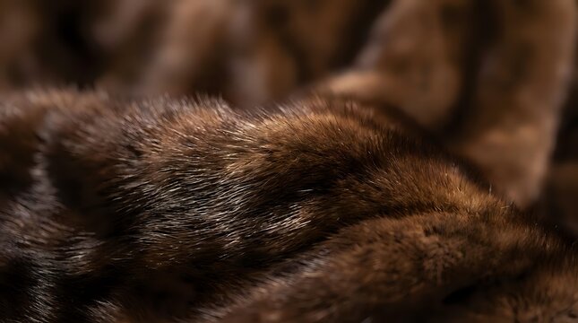 Luxurious brown mink fur texture with soft natural fibers and rich chocolate tones for fashion and textile design projects.