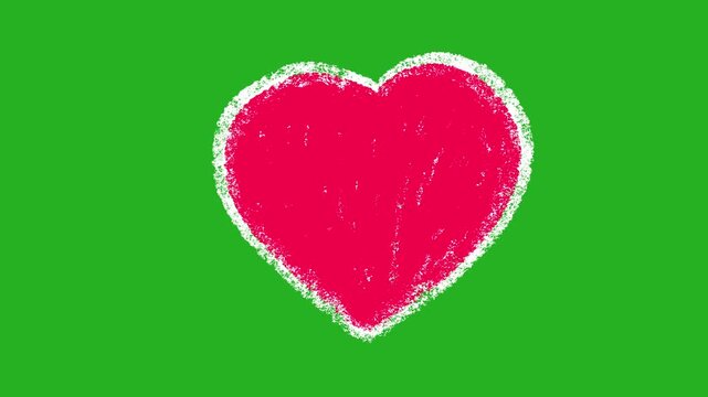 Hand-Drawn Heart Stickers Variety Pack Animation | Colorful Valentine Heart Doodle 2D Animation | Romantic Sketch Elements on Green Screen