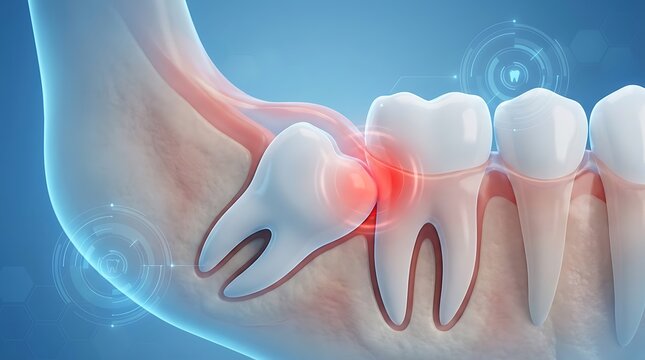 Wisdom Tooth Impaction and Dental Pain Illustration