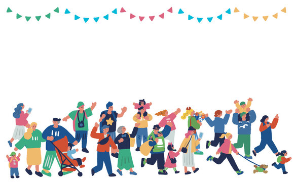 マルシェイベント風景 人々で賑わう屋外マーケットのバナー