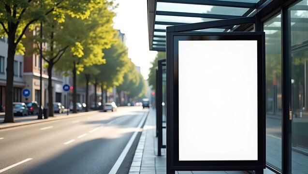 Lightbox advertisement next to the Sydney city bus stop