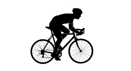Obraz premium Silhouette of a cyclist on a road bike, isolated on white background.