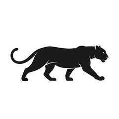 Naklejka premiumIsolated black silhouettes of a wild leopard, lion, and panther set against a white background as a mammal wildlife vector illustration icon
