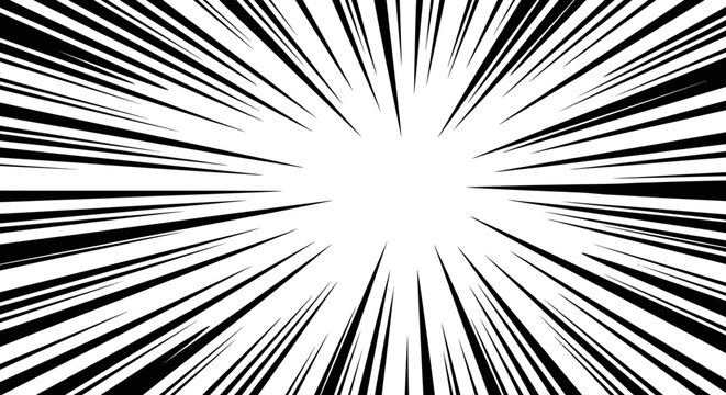 Explosion Effect Background, Speed Lines, Comic Style, Black and White
