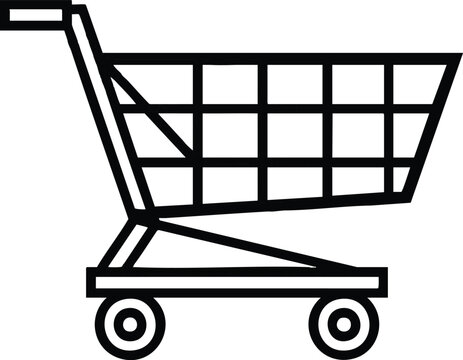 Simple Black and White Shopping Cart Icon.