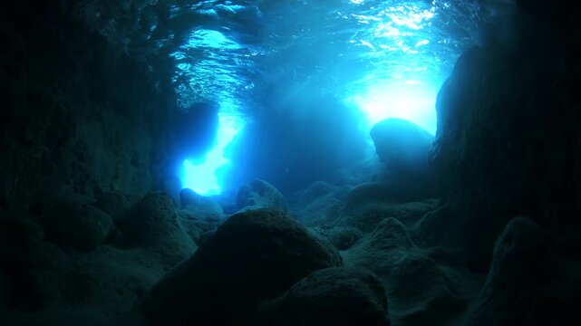 Underwater cave in Miyakojima , Japan