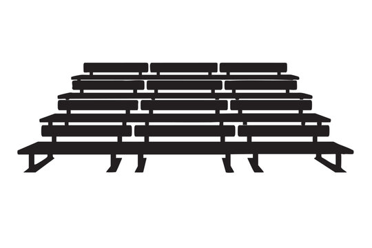 Empty stadium grandstand bleachers seating silhouette vector illustration