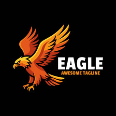 Fototapeta premium This bold illustration features a dynamic eagle in mid-flight, portraying power and freedom, perfect for branding and emblematic uses in sports or aviation.
