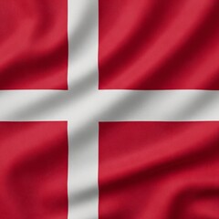 Fototapeta premium The Danish flag waving gently in the wind with its distinctive red and white cross design