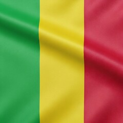 Obraz premium The flag of Mali waving in the wind with green, yellow, and red stripes