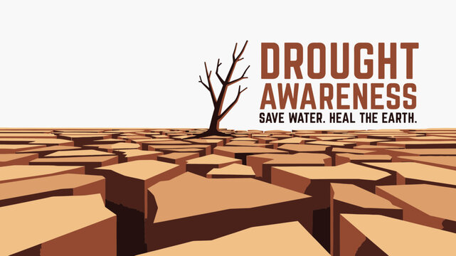Drought Awareness Save Water Heal the Earth vector illustration