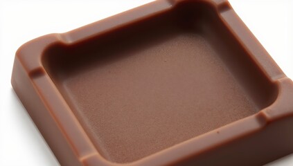 Close up of an empty square brown ashtray with indentations on its rim