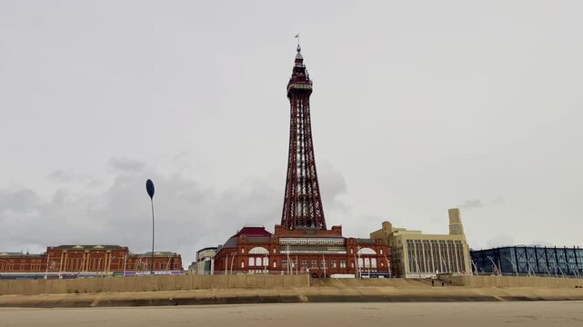 The Blackpool Tower in Blackpool, UK. Februari 14, 2026.

