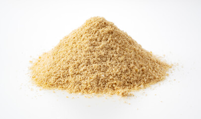 Rice bran powder pile isolated on white background