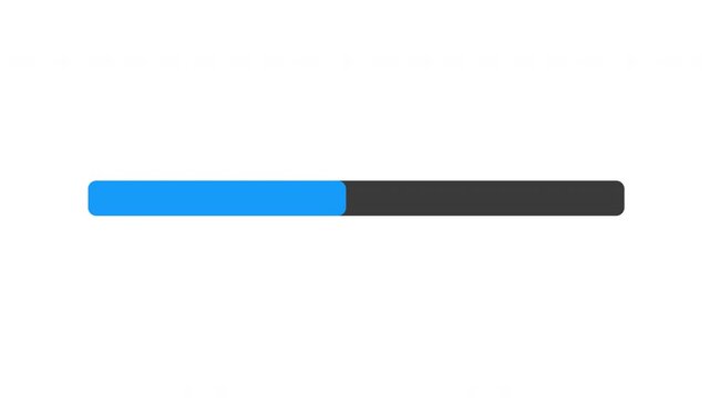 Simple blue progress bar loading indicator with gray track on white background, minimalist web design UI element showing download upload data transfer status for website and app interface design