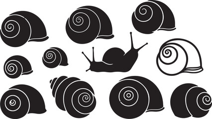 Snail Silhouette Set Garden Mollusk Animal Vector Illustration © Ai_Images