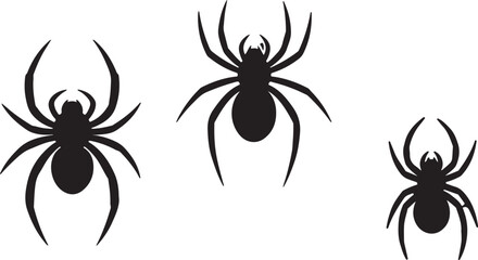 Spider Silhouette Set Creepy Arachnid Insect Vector Illustration