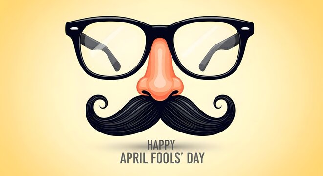Playful glasses and mustache for april fools' day