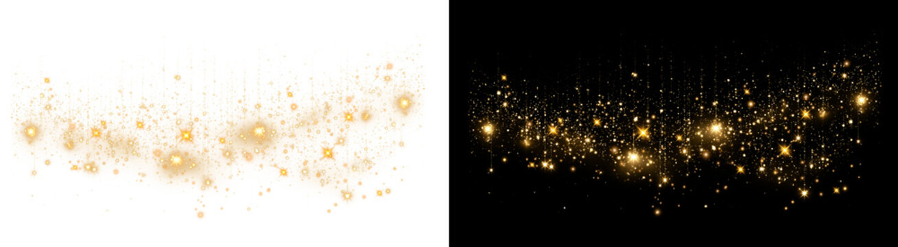PNG image of&nbsp;A beautiful shimmering golden glitter dust with sparkling light particles creating a magical and festive overlay effect on transparent background.