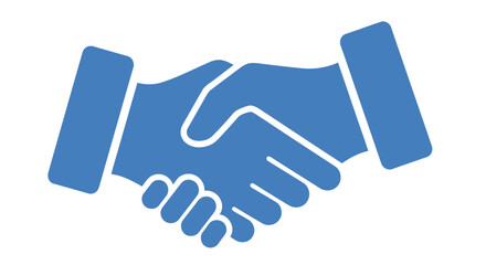 A blue graphic depicting two hands in a formal handshake gesture © MDRASEL