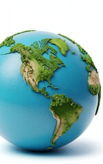 Fototapeta premium 3D Earth globe showing North and South America vibrant green