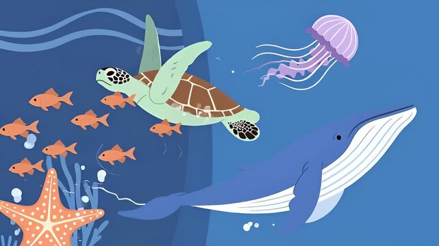 Underwater Wonders - A Cartoon Sea Life Adventure.
