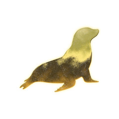 Obraz premium Shining golden Sea lion, alpha channel
