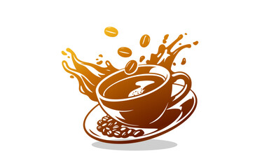 Obraz premium Decorative Modern Cup Illustration With Golden Finish