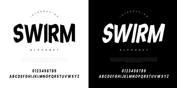 Swirm wavy liquid psychedelic alphabet font with distorted melting style for trippy music festival and streetwear