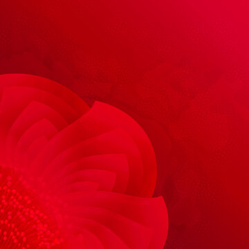 Abstract bright passionate red background with a stylized flower and a fine spotted texture.