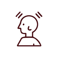 Fototapeta premium Headache And Stress Symbol Vibrating Head Profile Line Art Vector