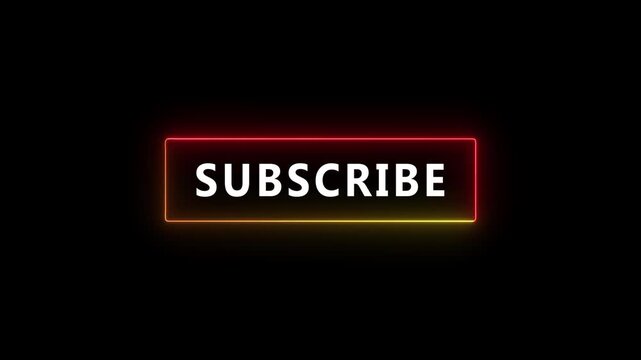 Neon Glow Rectangle with White Text SUBSCRIBE on Black Background subscribe social media