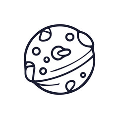 Hand Drawn Doodle Planet with Craters and a Ring in Outer Space © Oxsvge
