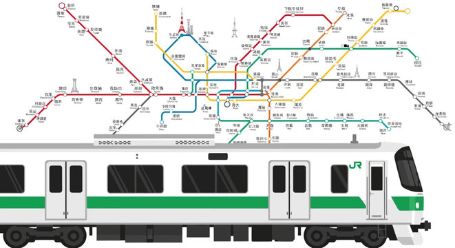 Tokyo Subway Train and Metro Network Map Illustration