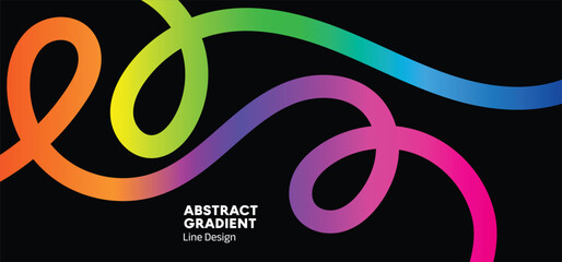 Vibrant thick looping gradient lines on black background with neon colors for futuristic tech concepts and modern graphic assets © Muzahidul