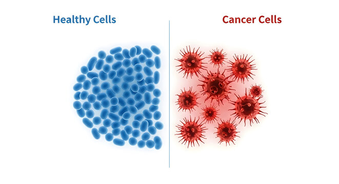 Healthy Cells vs Cancer Cells Scientific Medical Comparison