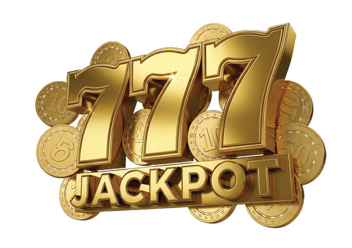Golden 777 jackpot sign with shiny coins, symbolizing a big win and success in casino gaming, a thrilling moment of fortune and luck