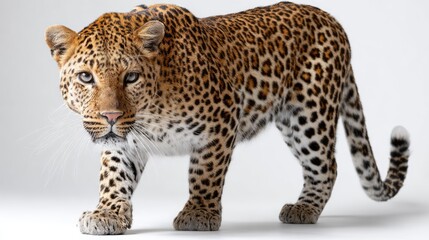 Fototapeta premium Stunning Portrait of a Leopard with Striking Coat Pattern Displaying Grace and Power in Natural Habitat Captured in High Detail Perfect for Wildlife Photography Enthusiasts