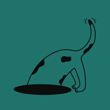 Cute Minimal Dog Digging Out of Hole &ndash; Simple Cartoon Dog Illustration