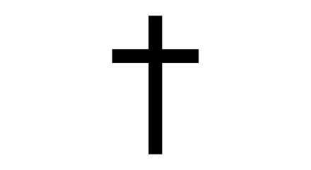 Simple black christian cross symbol isolated on clean white background