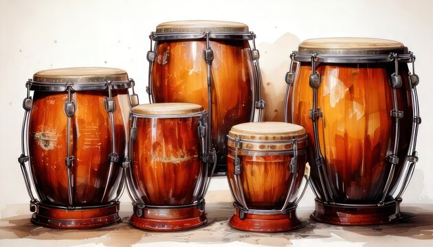 Conga Drums - A Collection of Percussion Instruments.
