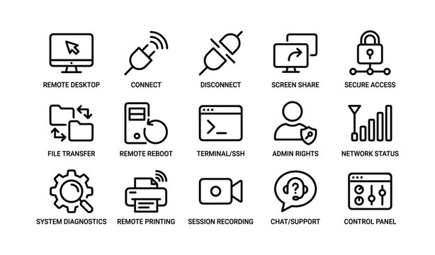 Essential icons for remote desktop and network management
