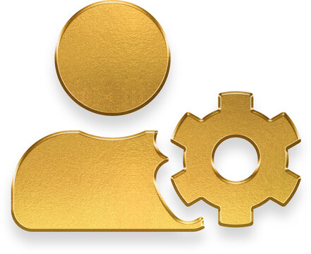 gold user cog icon on transparent background